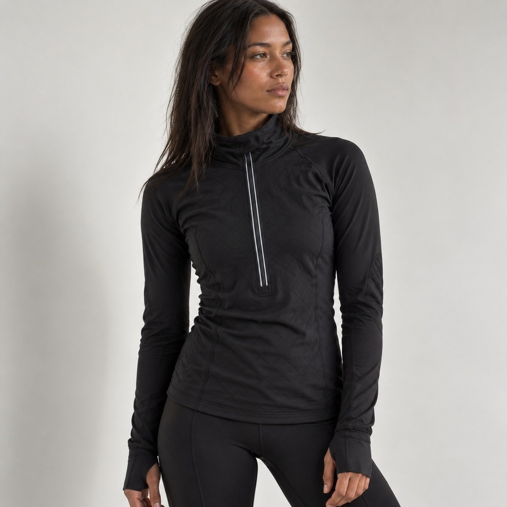 Lululemon Run Toasty Tech Quilted Half Zip Pullover Black Size 6
